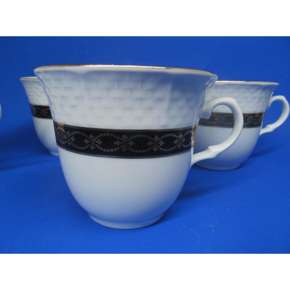 Baum Bros Renaissance Black By Thun 12 1/2" X 9" Platter And 4 Footed Cups VGC - Picture 13 of 14